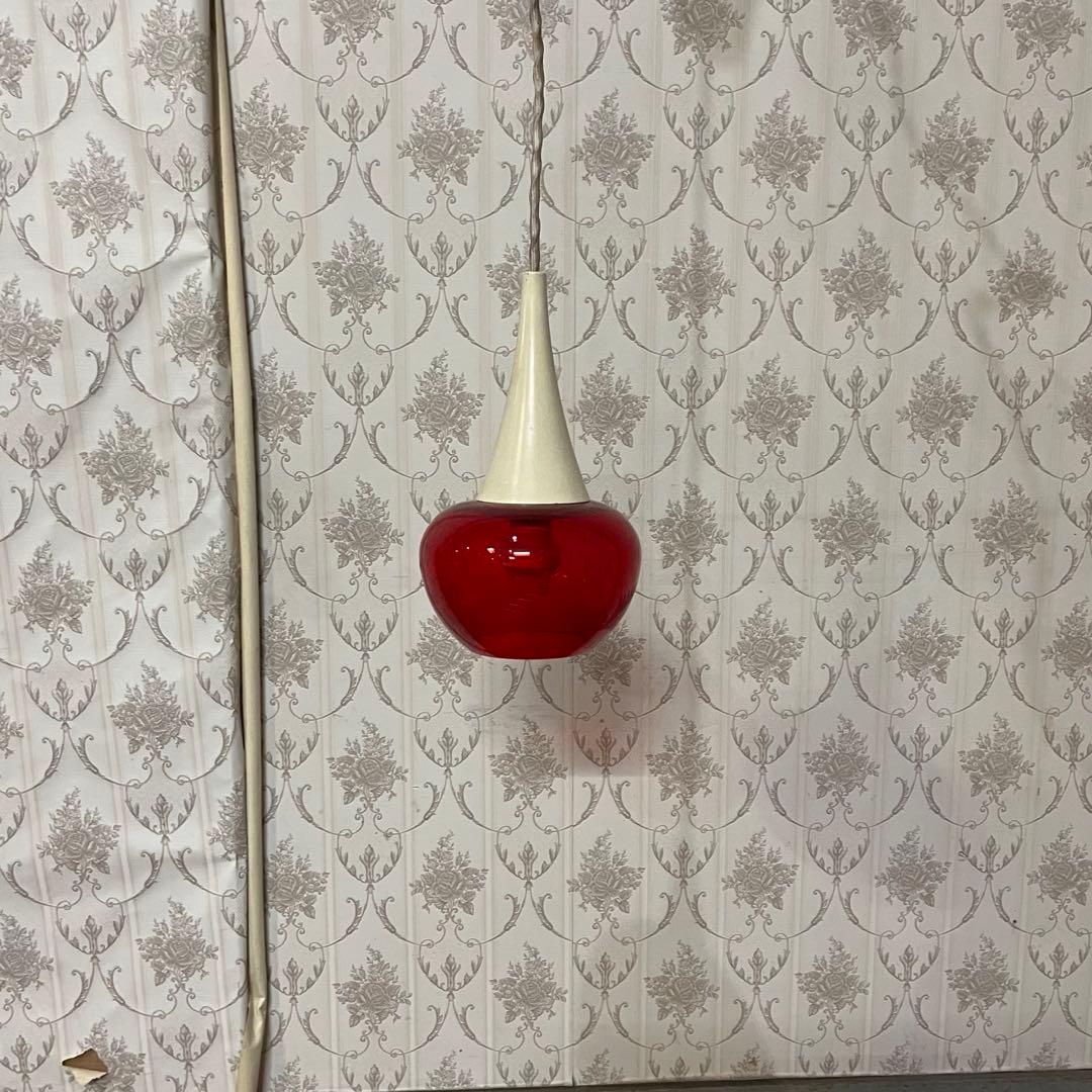 【アンティーク】昭和レトロ ナショナル ペンダントライト ガラス傘 古道具