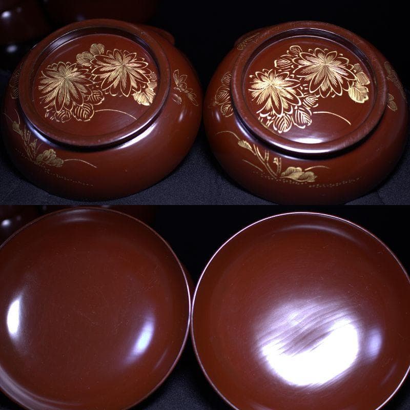 明治三十一年 木箱付｜輪島製 吸い物椀１０客｜100年以上の経年が生んだ深色漆