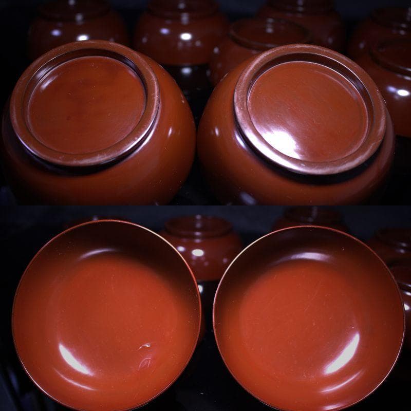 明治三十一年 木箱付｜輪島製 吸い物椀１０客｜100年以上の経年が生んだ深色漆