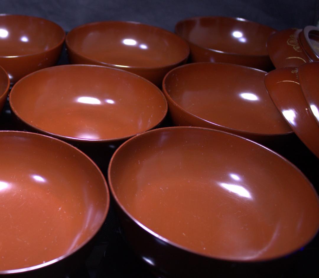 明治三十一年 木箱付｜輪島製 吸い物椀１０客｜100年以上の経年が生んだ深色漆