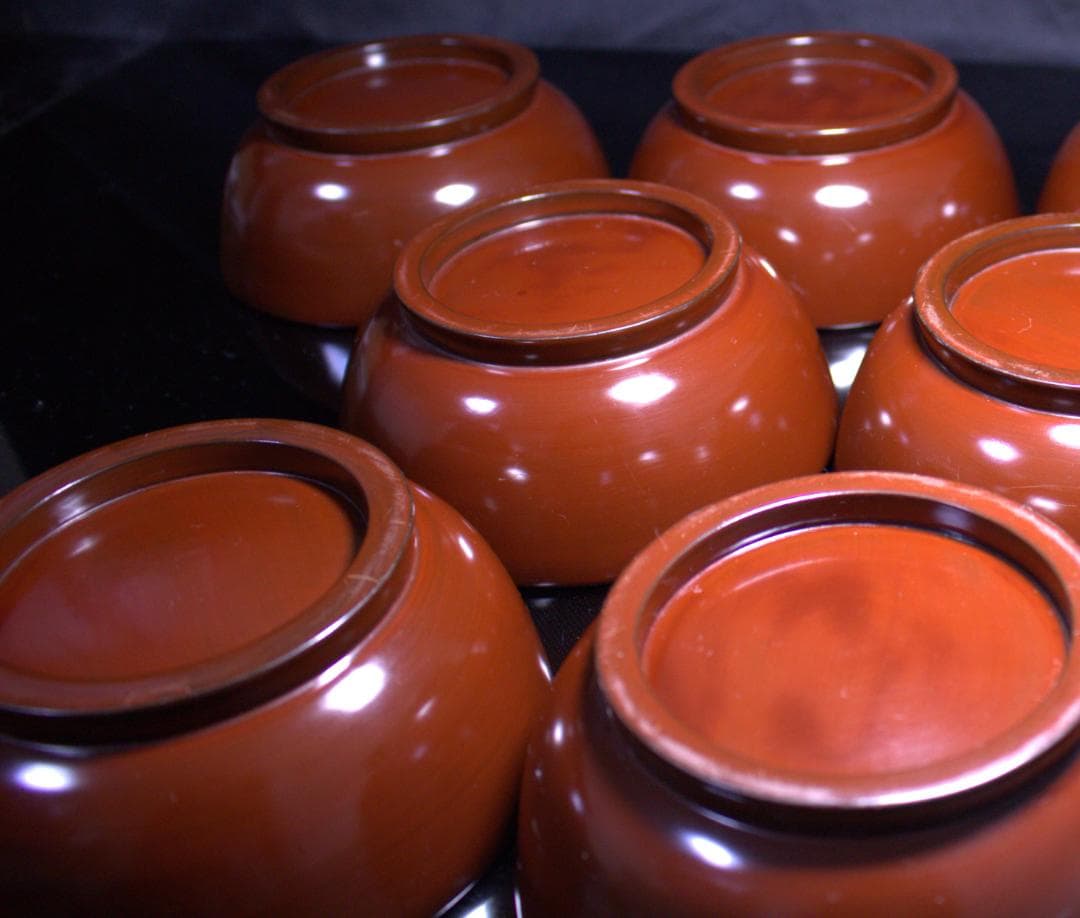 明治三十一年 木箱付｜輪島製 吸い物椀１０客｜100年以上の経年が生んだ深色漆