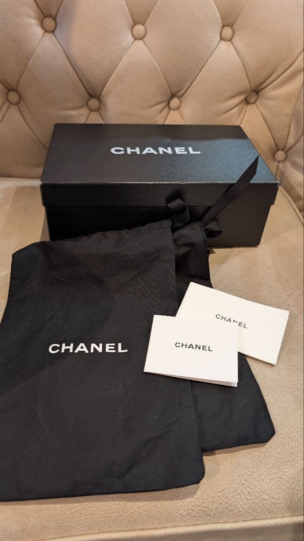 CHANELシャネル フットベット デニム調ベロア サンダル 38