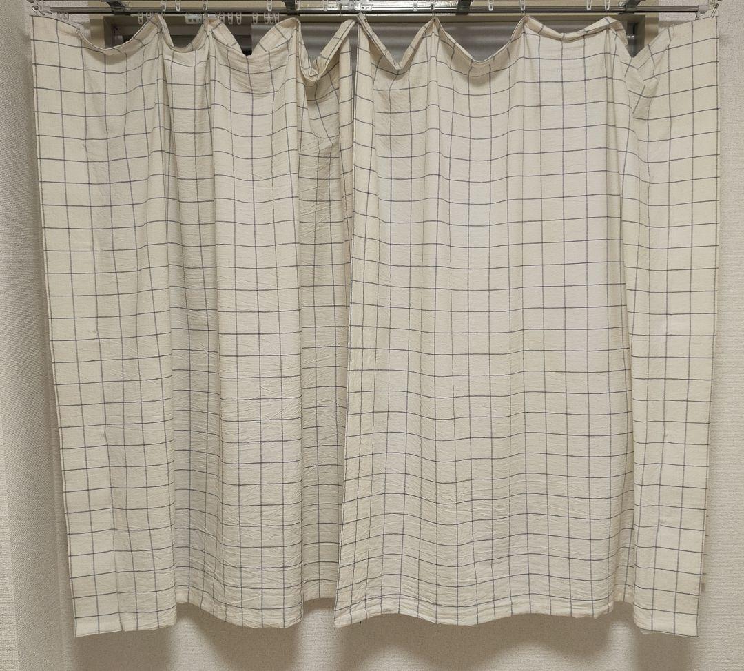 【90×113cm 2枚セット】びっくりカーテン コットン チェック ナチュラル