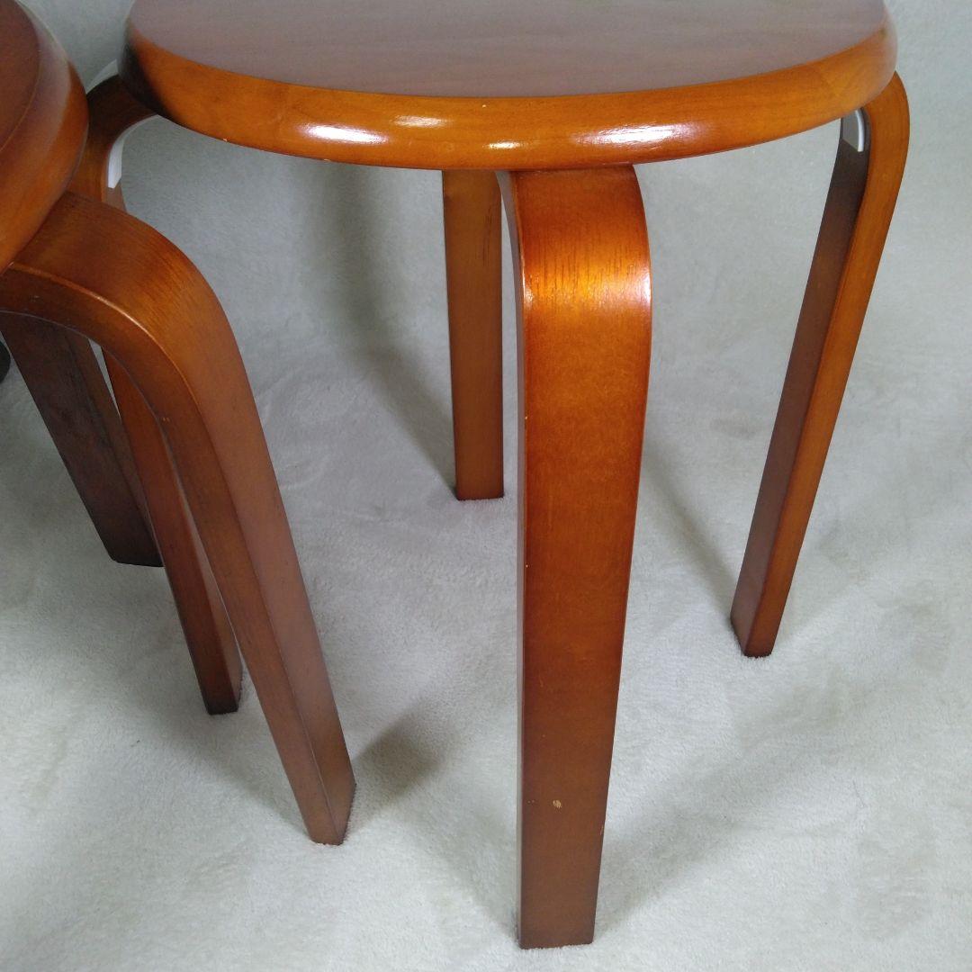 八幡産業 天然木製スツール 直径400mm 高さ440mm 2脚 セット