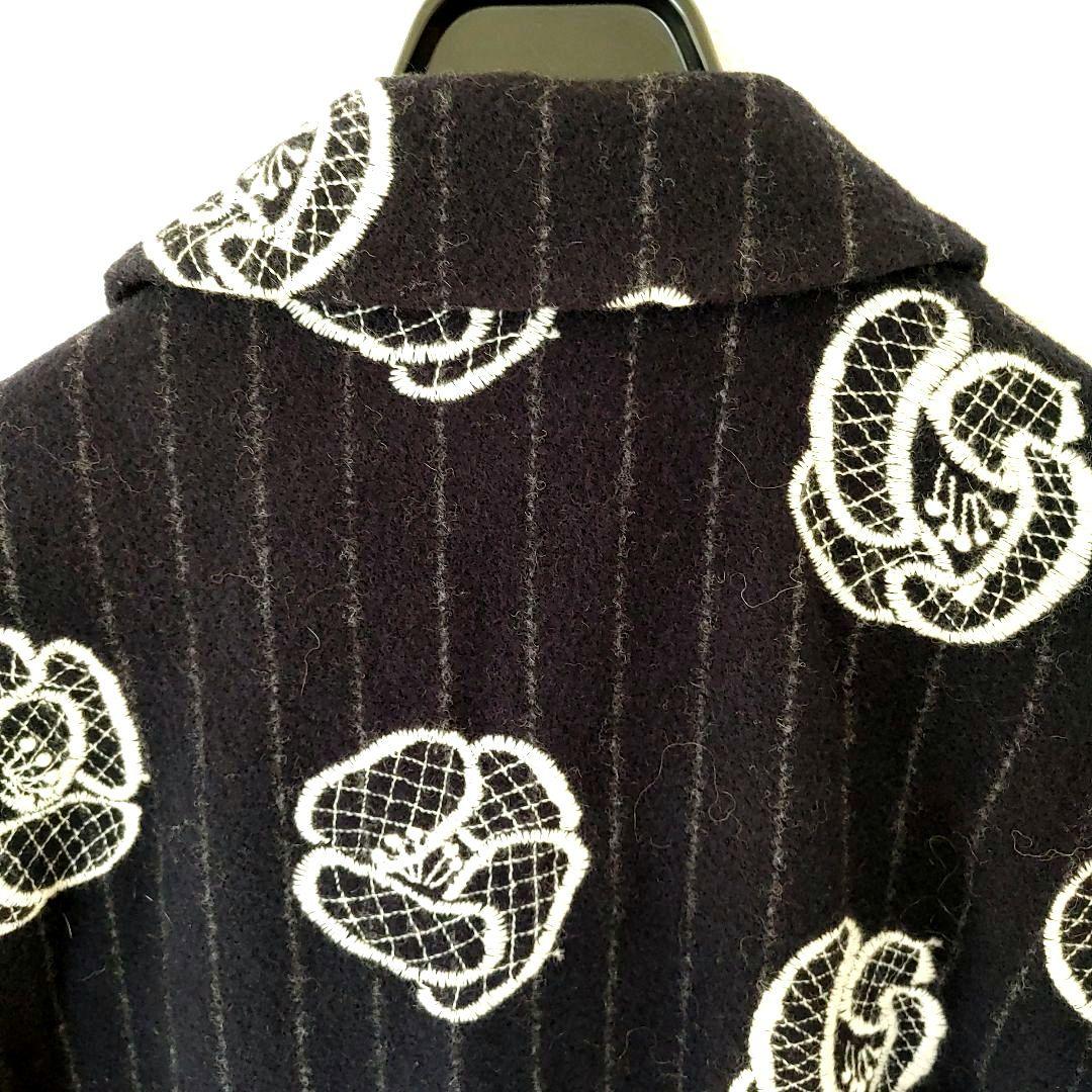 美品 サリースコット 花 刺繍 ロングコート 11号 L ミナペルホネン