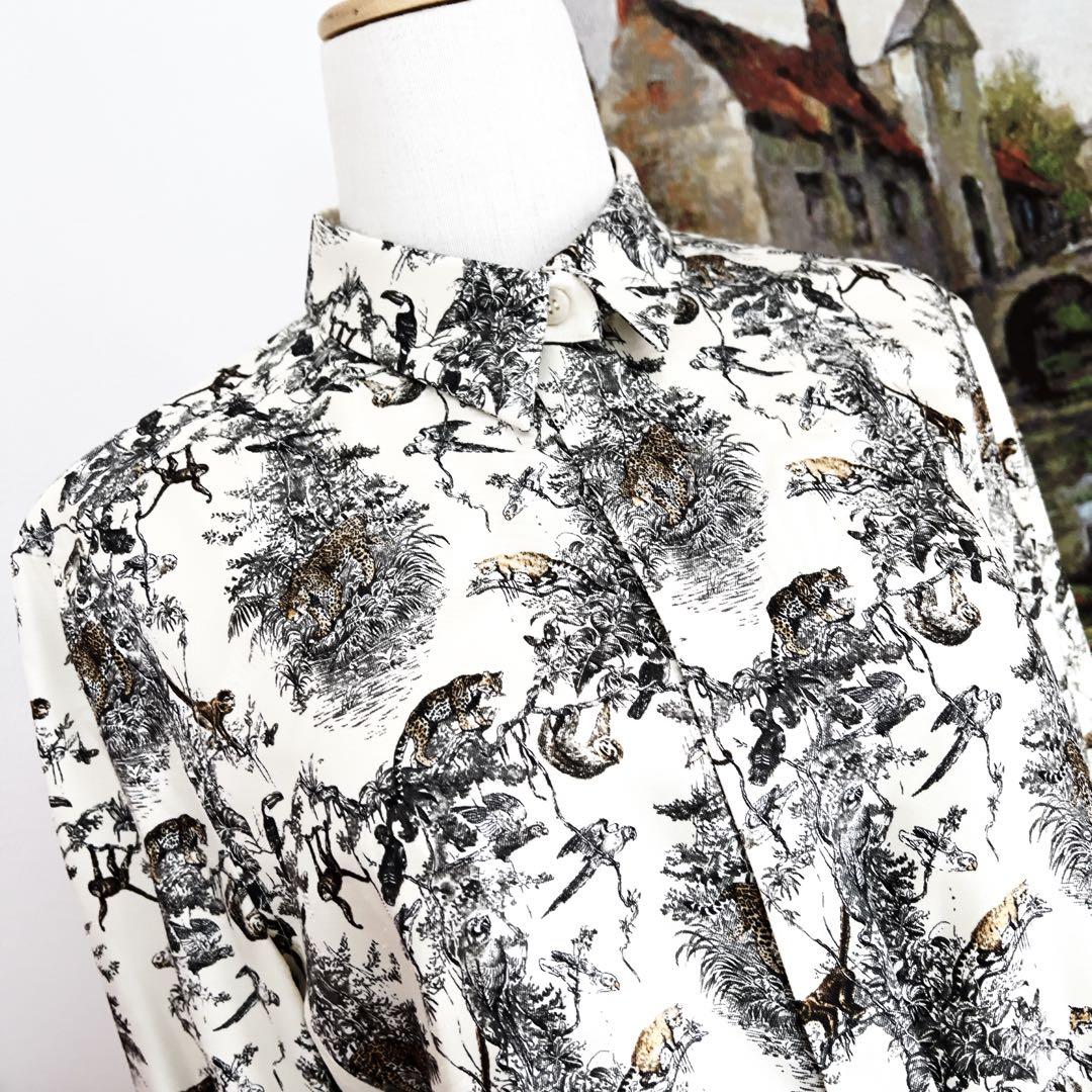 未使用　HERMES エルメス　アニマル　シルク　シャツ　ジャケット