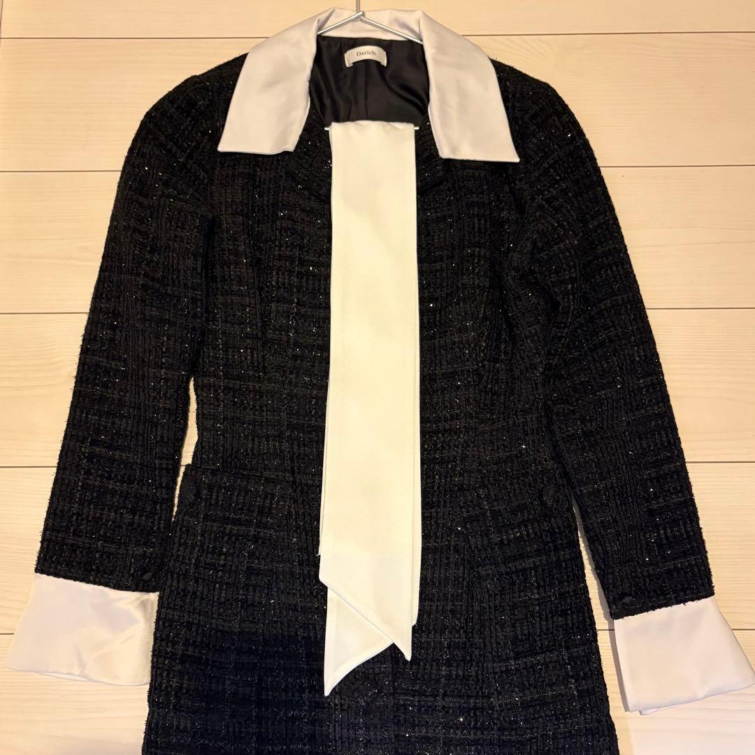 Darich クラシカルボウタイツイードミニワンピース ブラック FL