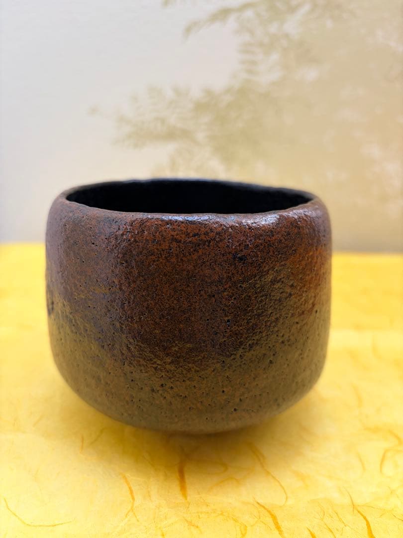 抹茶茶碗 黒楽 三代 佐々木昭楽 造 長次郎 「禿」写し 共箱共布栞付 茶道具