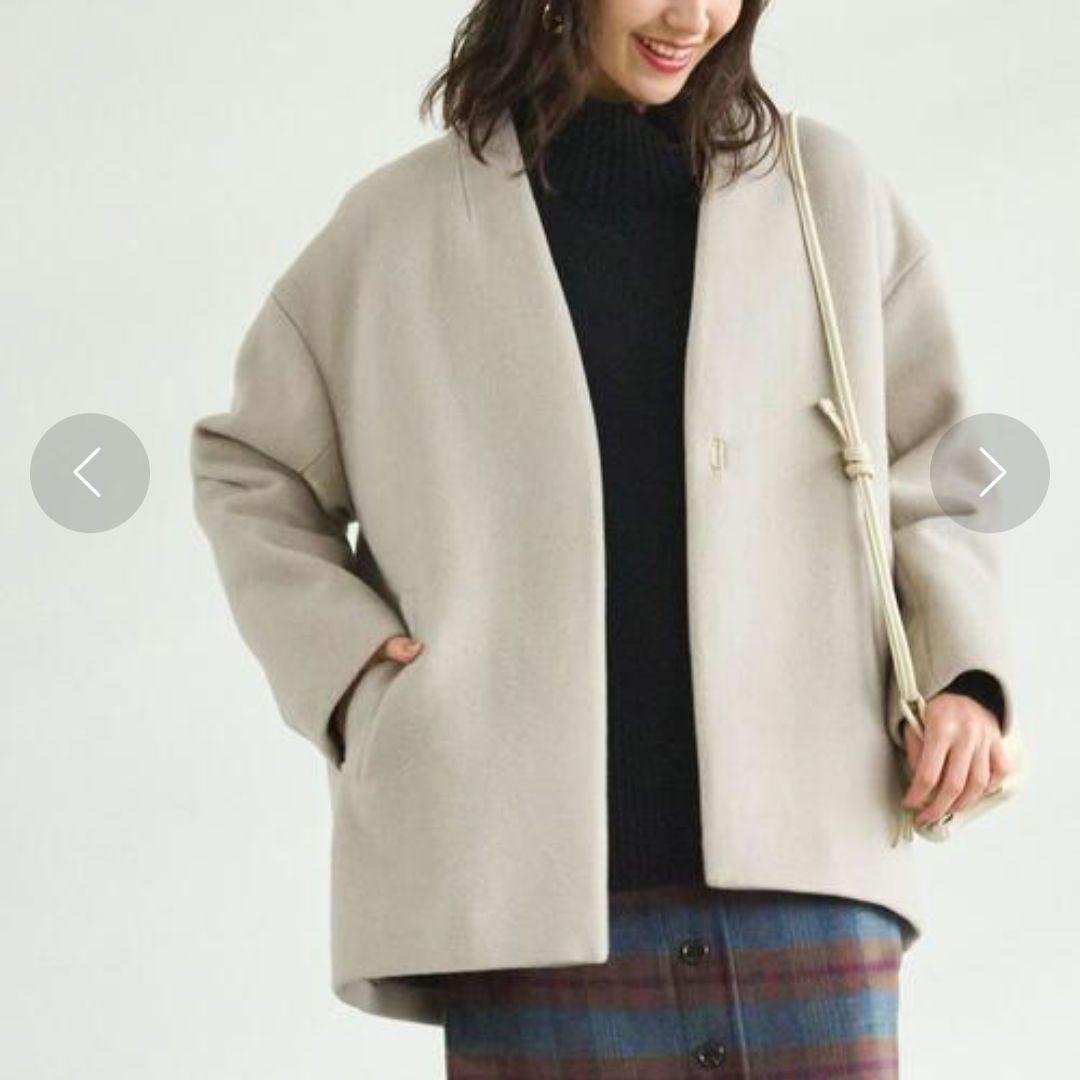 本日限定！【美品】ヴィクトリアン ウール ハーフコート グレージュ