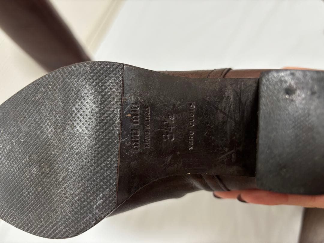 miumiu ミュウミュウ/ブラウン/レザー/ロングブーツ/22.5cm/