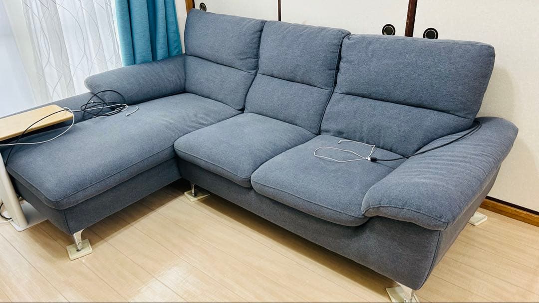 【ニトリ】布張りL字 3〜4人掛けカウチソファ(RC ストリフト GY) ①本体