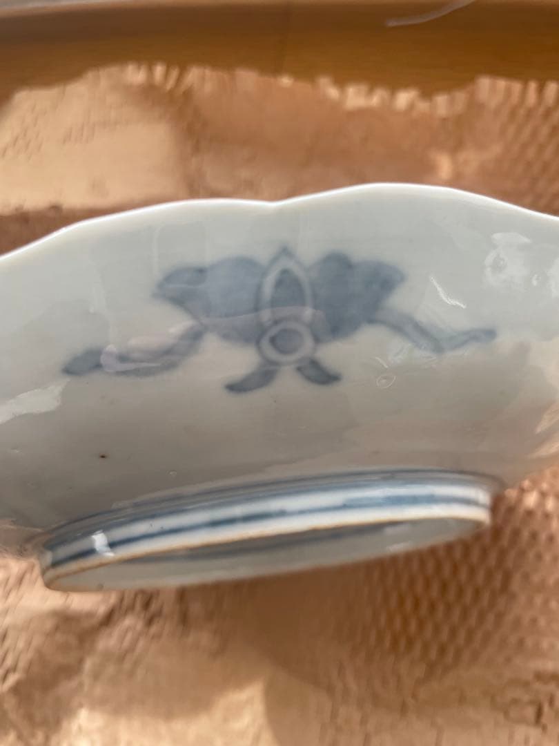 骨董 淡色鶴に竹梅図 ７寸皿 雛祭りにも