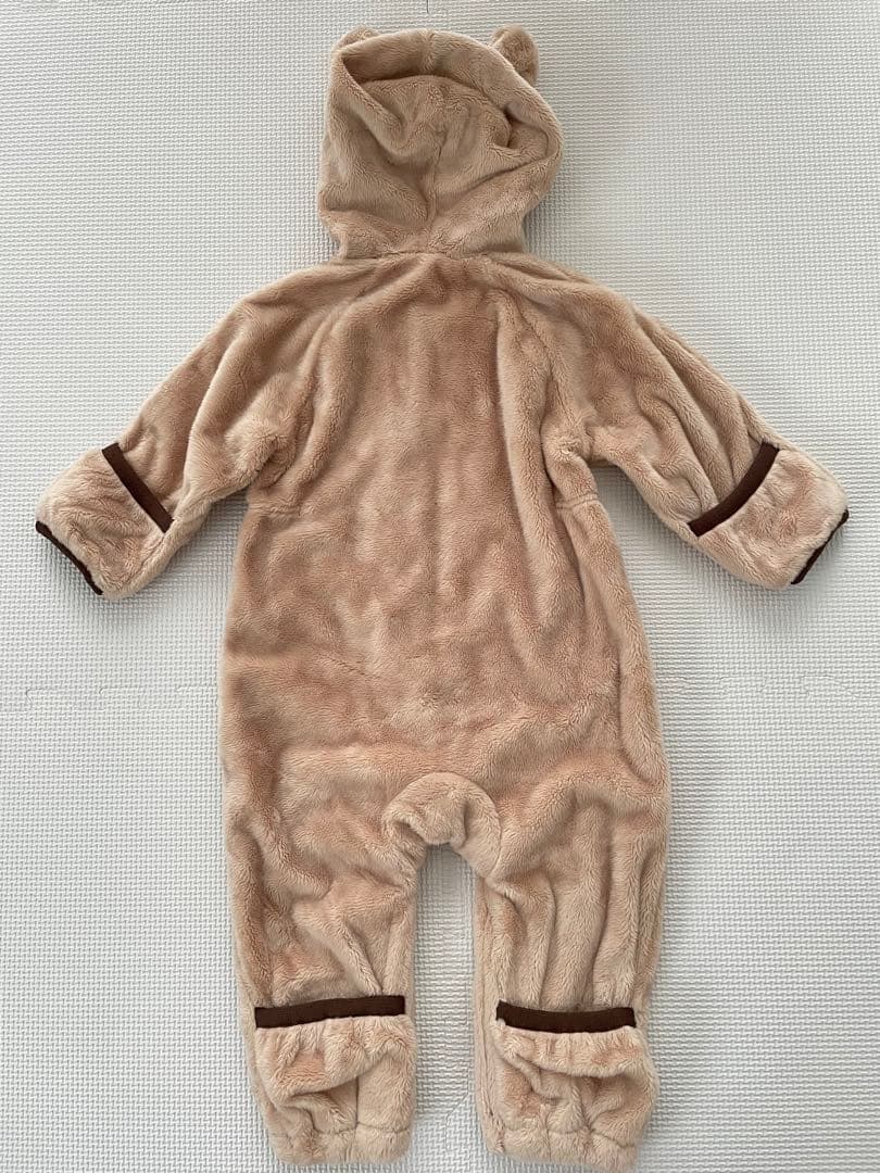 ミキハウス マイクロファーカバーオール ベージュ おもちゃ付き