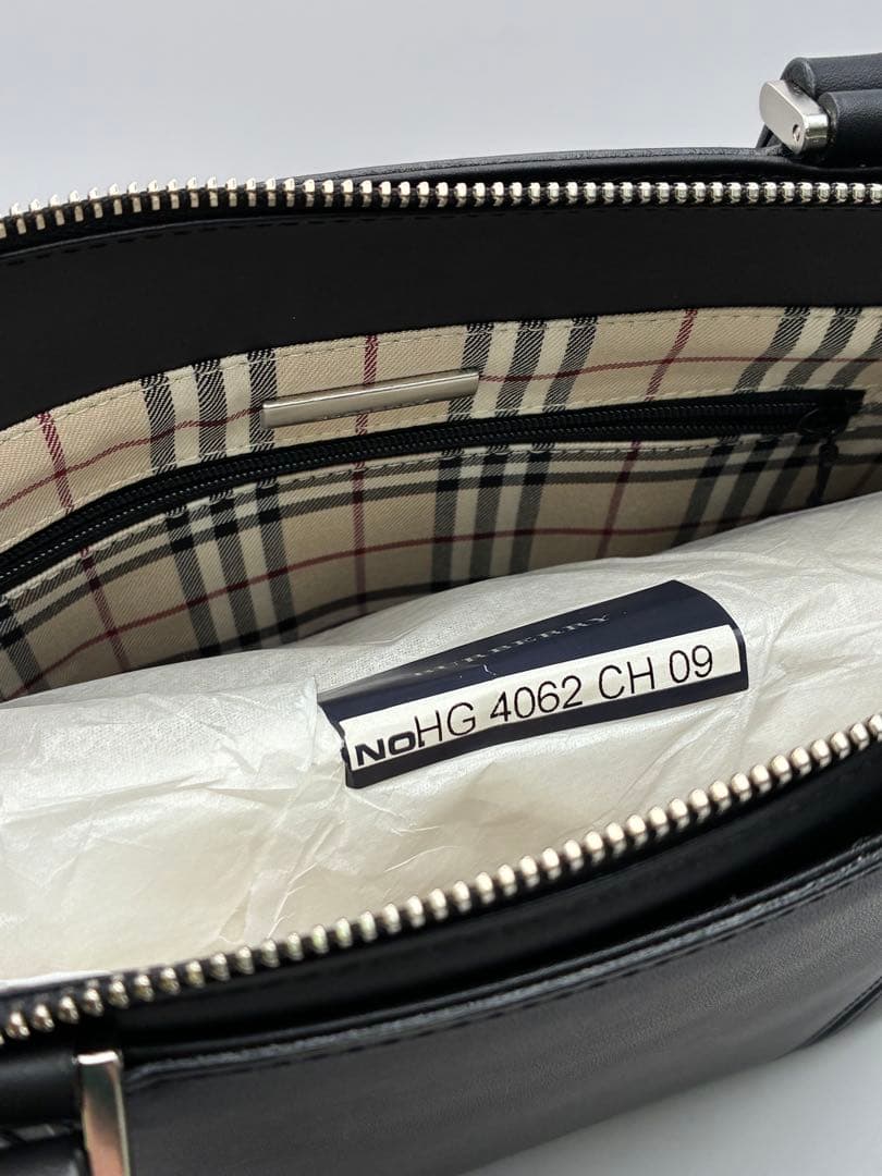 バーバリー オールレザー ノバチェック ハンドバッグ