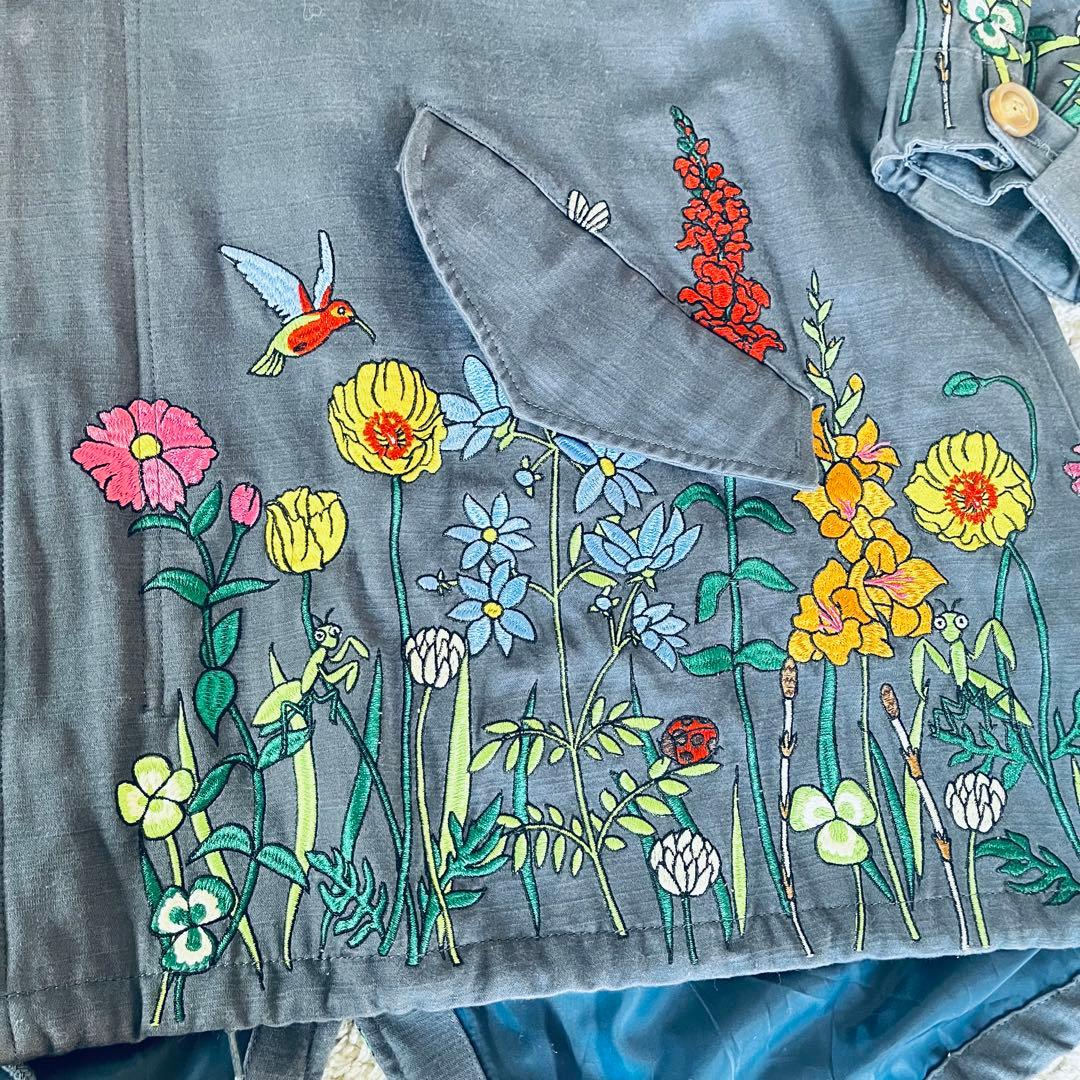 ゴースローキャラバン 植物 昆虫 刺繍 モッズコート