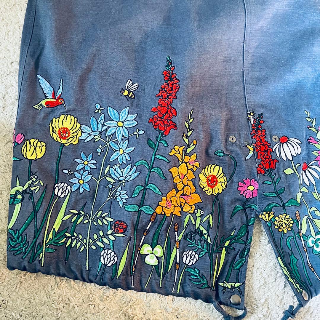 ゴースローキャラバン 植物 昆虫 刺繍 モッズコート