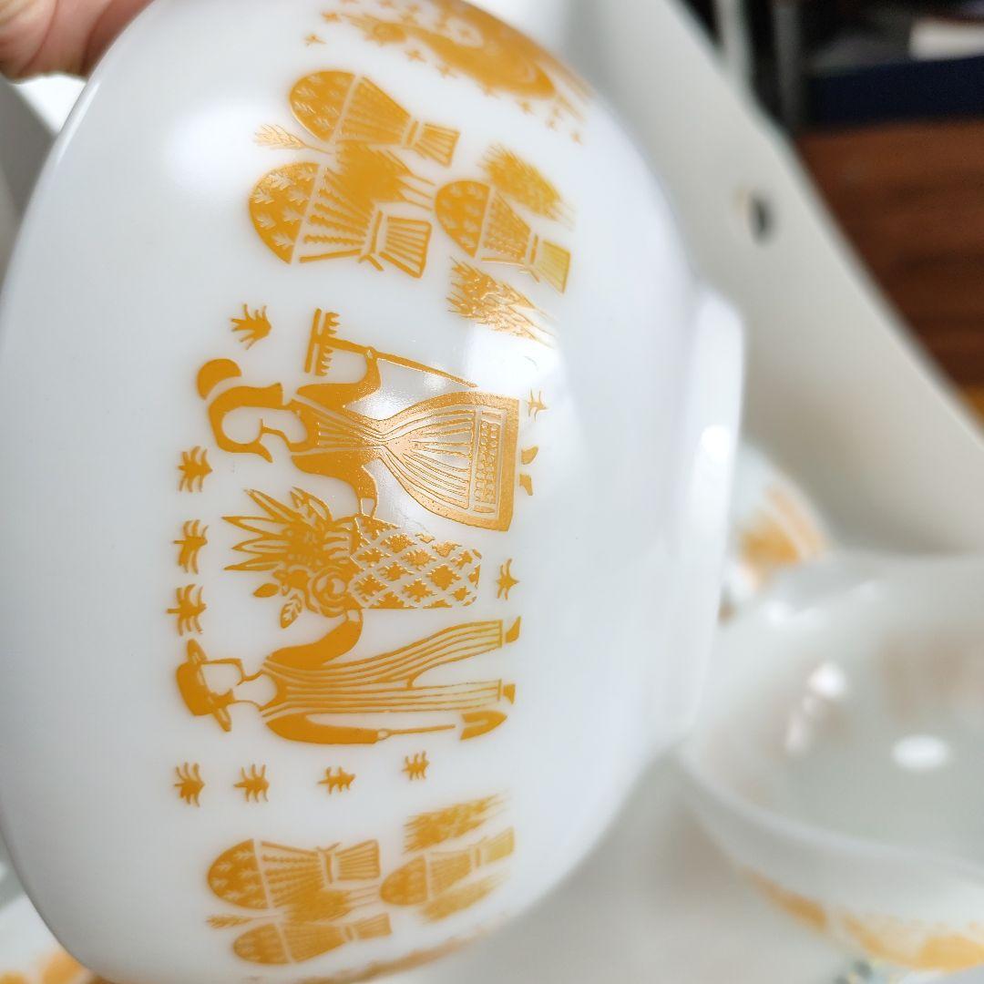 パイレックス　黄色　イエロー　バタープリント　アーミッシュ　ミキシングボウル