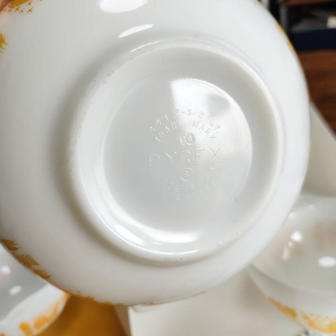 パイレックス　黄色　イエロー　バタープリント　アーミッシュ　ミキシングボウル