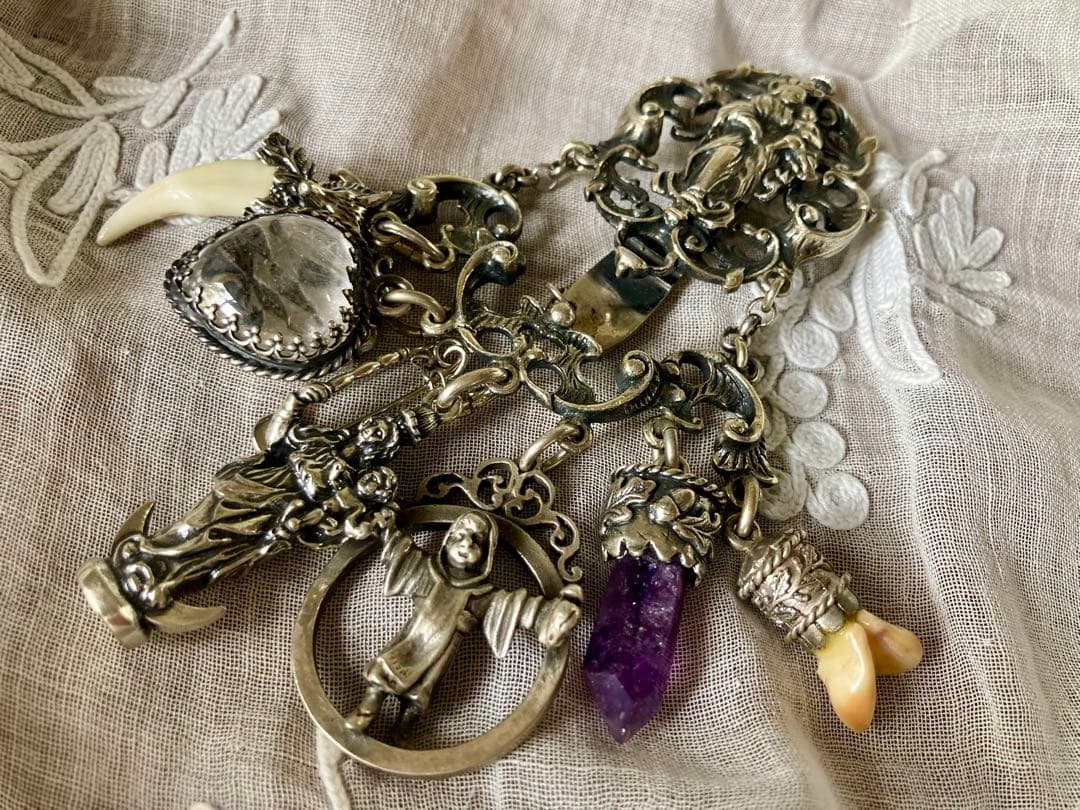 ＊専用ページ＊アンティーク シャトレーン シルバー製 アメジスト水晶 聖母マリア