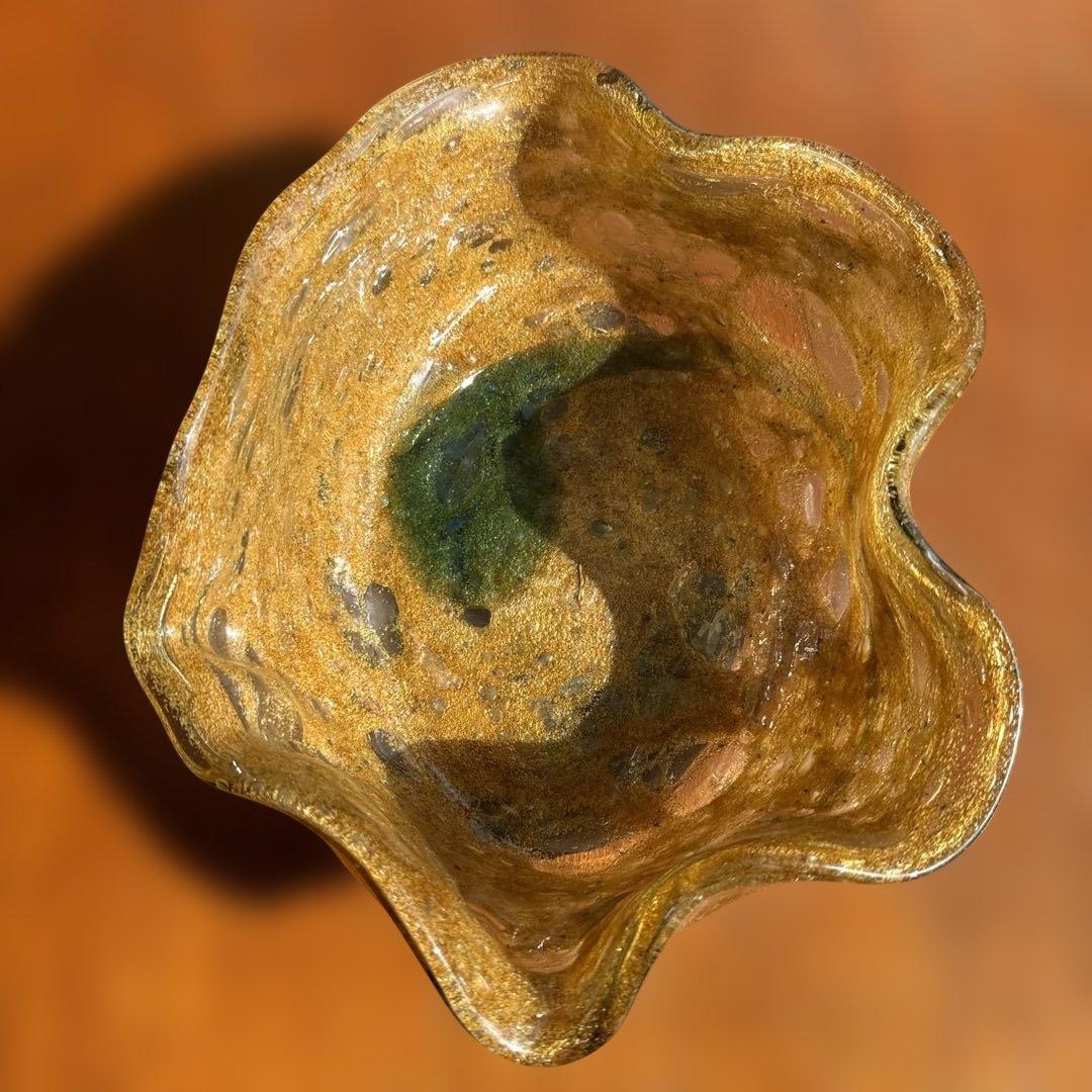 稲嶺盛吉.深皿.茶泡ガラス.未使用品.刻印なし