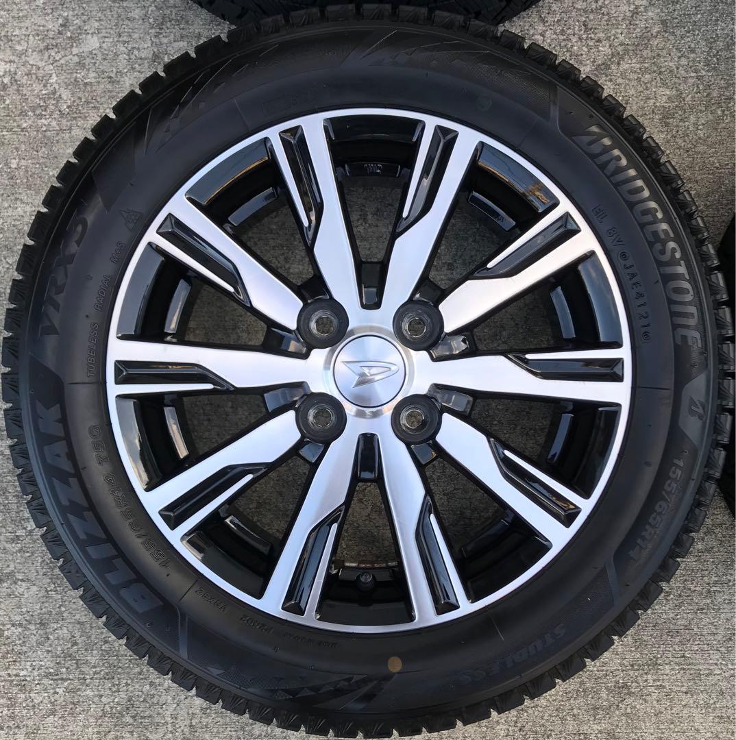 【送料無料】希少美品バリ山 ダイハツ純正14インチスタッドレス155/65R14