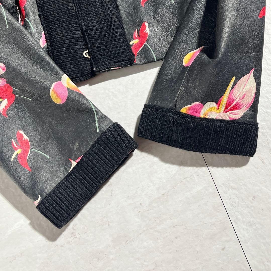 ドルチェ&ガッバーナ レザージャケット 花柄 ブラック 42 M〜L