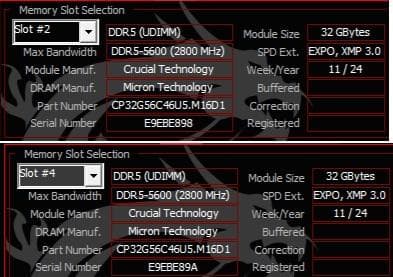 Crucial pro DDR5-5600 64GB(32GBx2) 中古良品