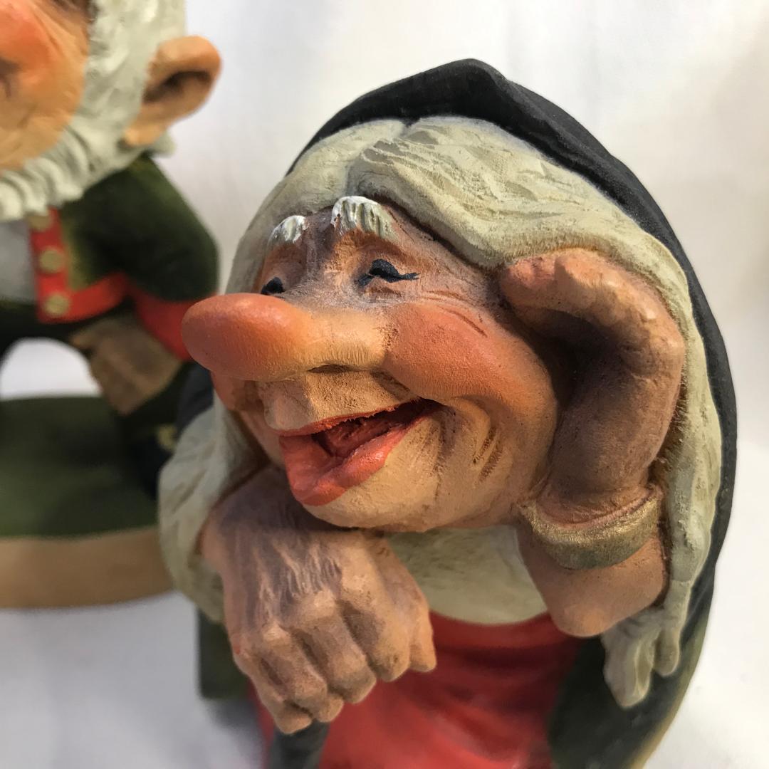 ノルウェー：Henning社 木彫りトロール人形3体セット