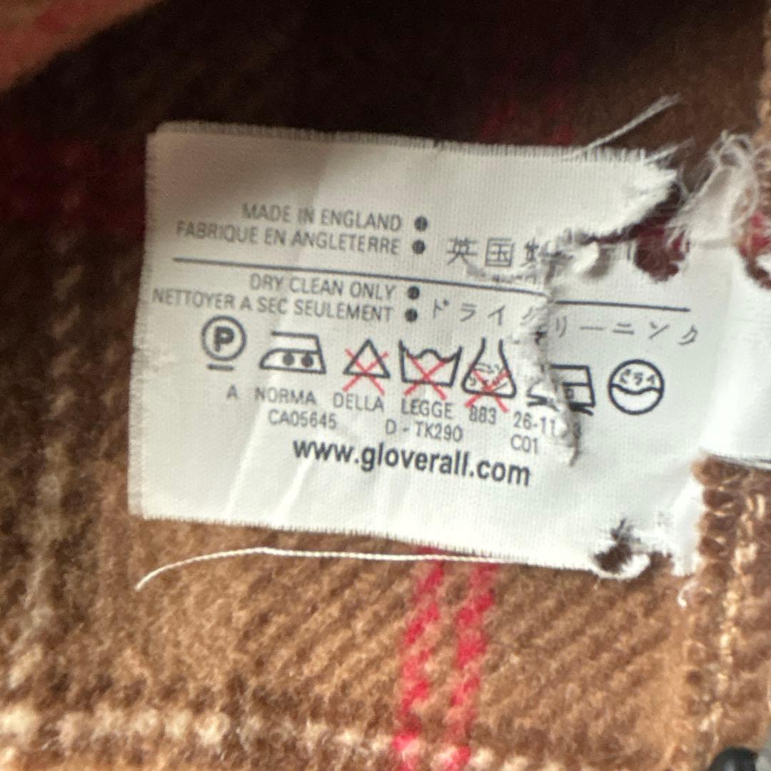 美品 グローバーオール ダッフルコート 英国製 チェック ウール US 44