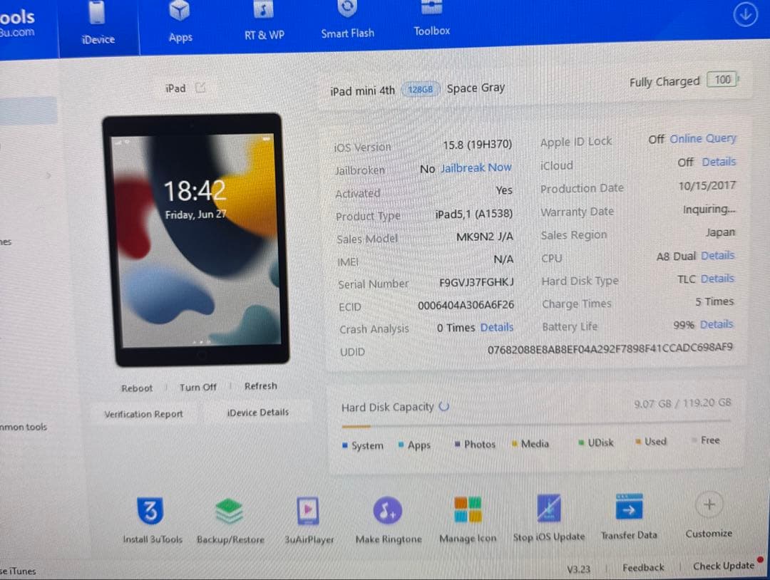 iPad Mini 第4世代　128GB バッテリー99%