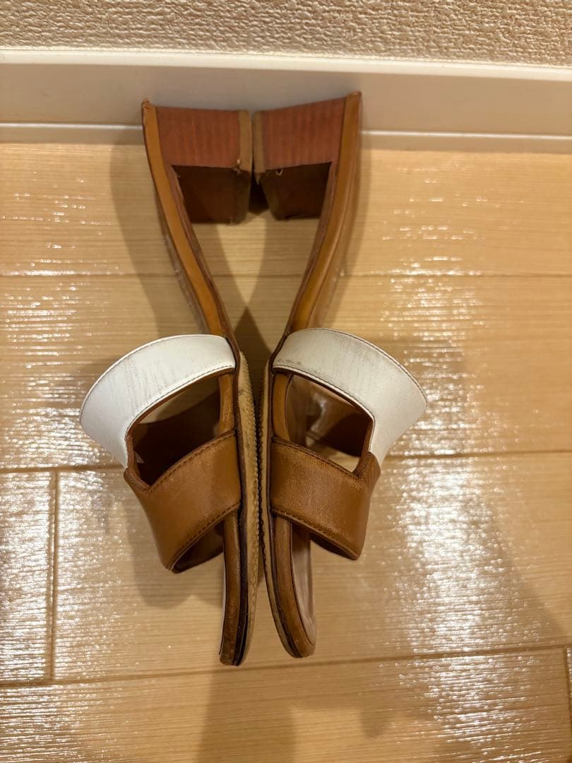 エルメス　オアジス　レザー　バイカラー　ヒール　サンダル　36.5