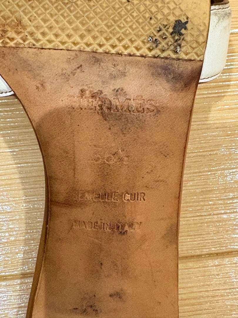 エルメス　オアジス　レザー　バイカラー　ヒール　サンダル　36.5