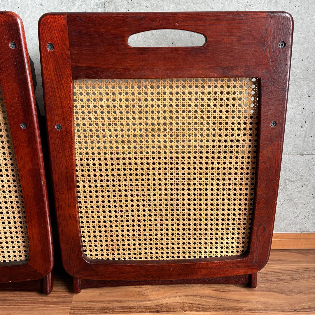 希少 カリモク ラタン 折り畳み 座椅子 4脚セット