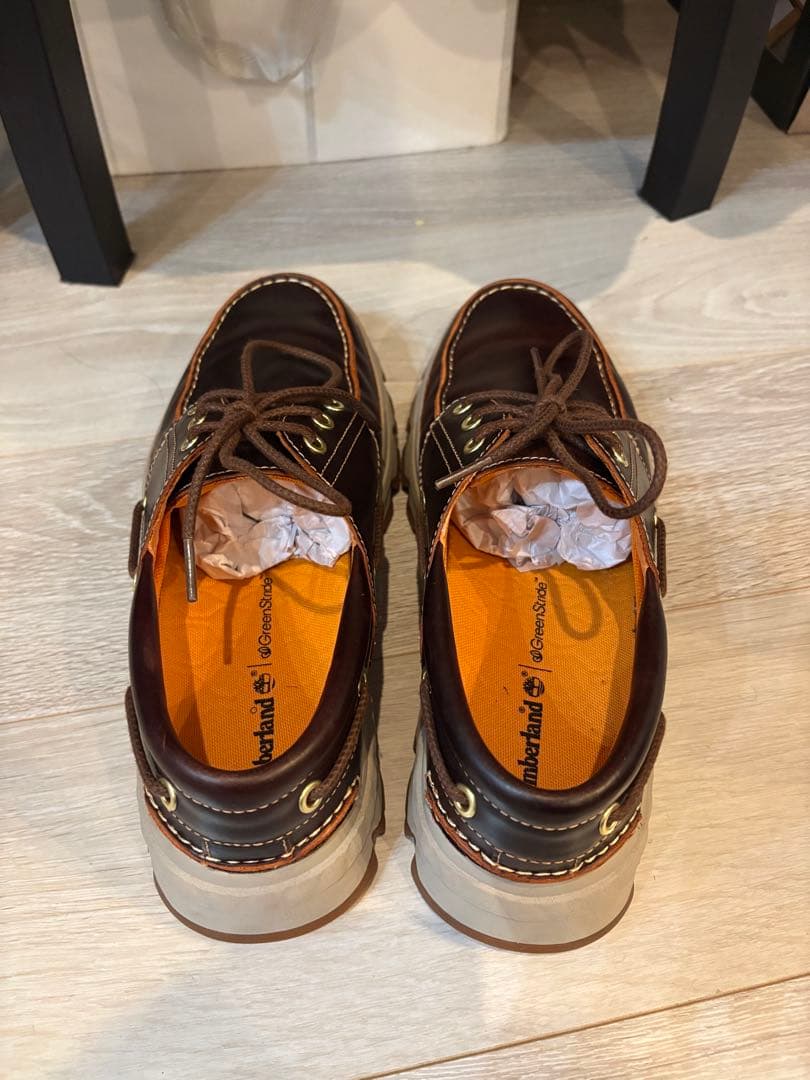 ダークブラウン レザー デッキシューズ