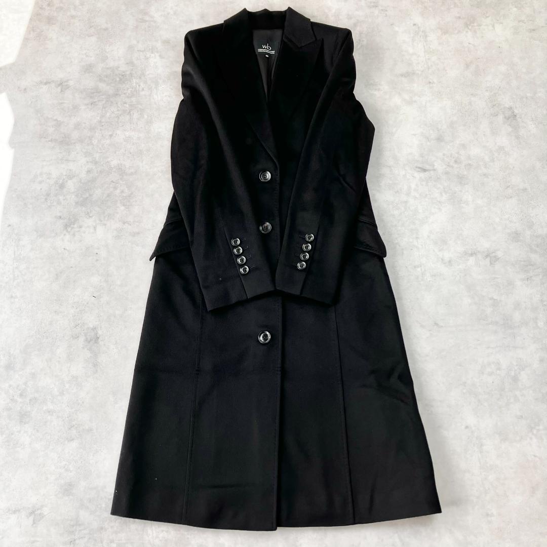 美品　wb　ダブルビー　カシミヤ100％ロングコート　黒　ブラック　796