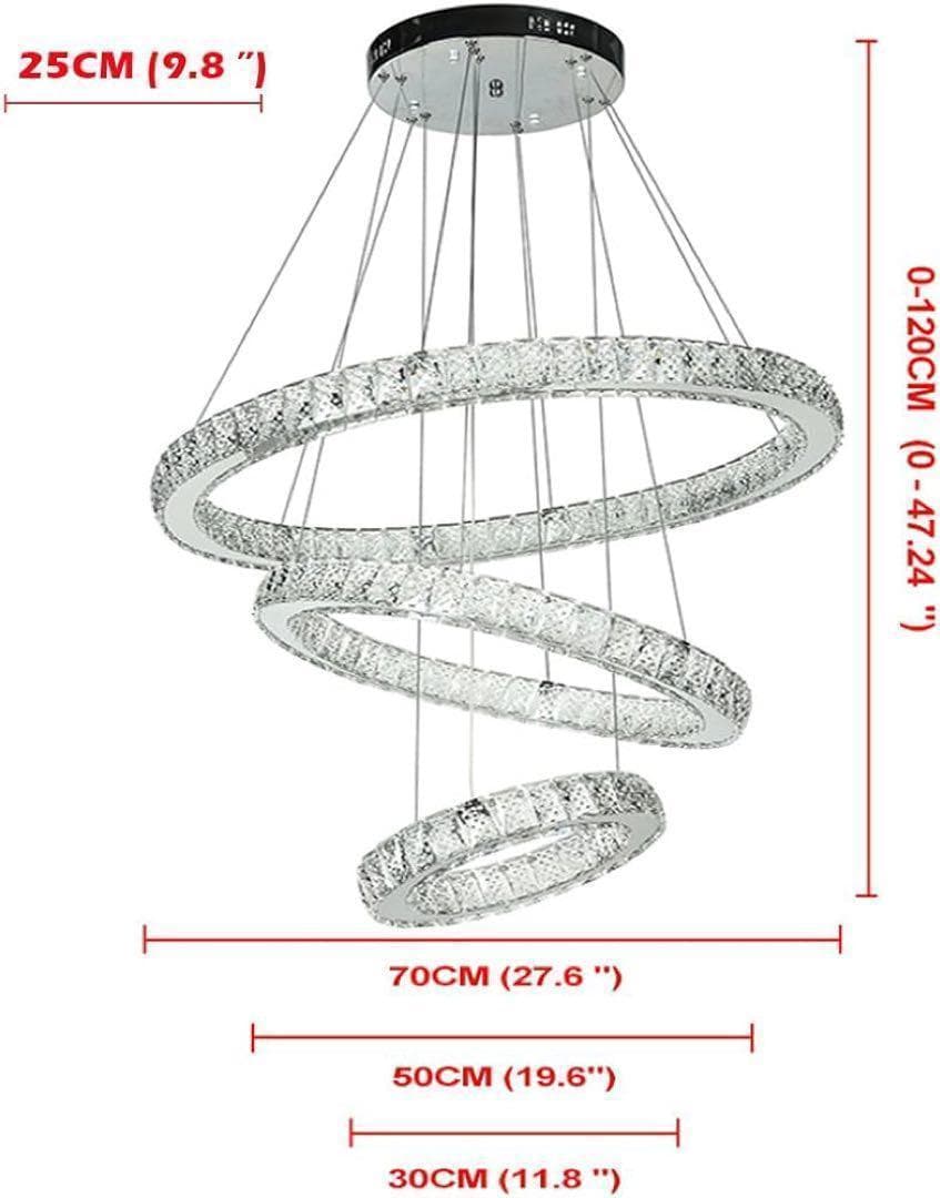 新品✨VALLKIN 3連リング LED ペンダントライト 調光 クリスタル