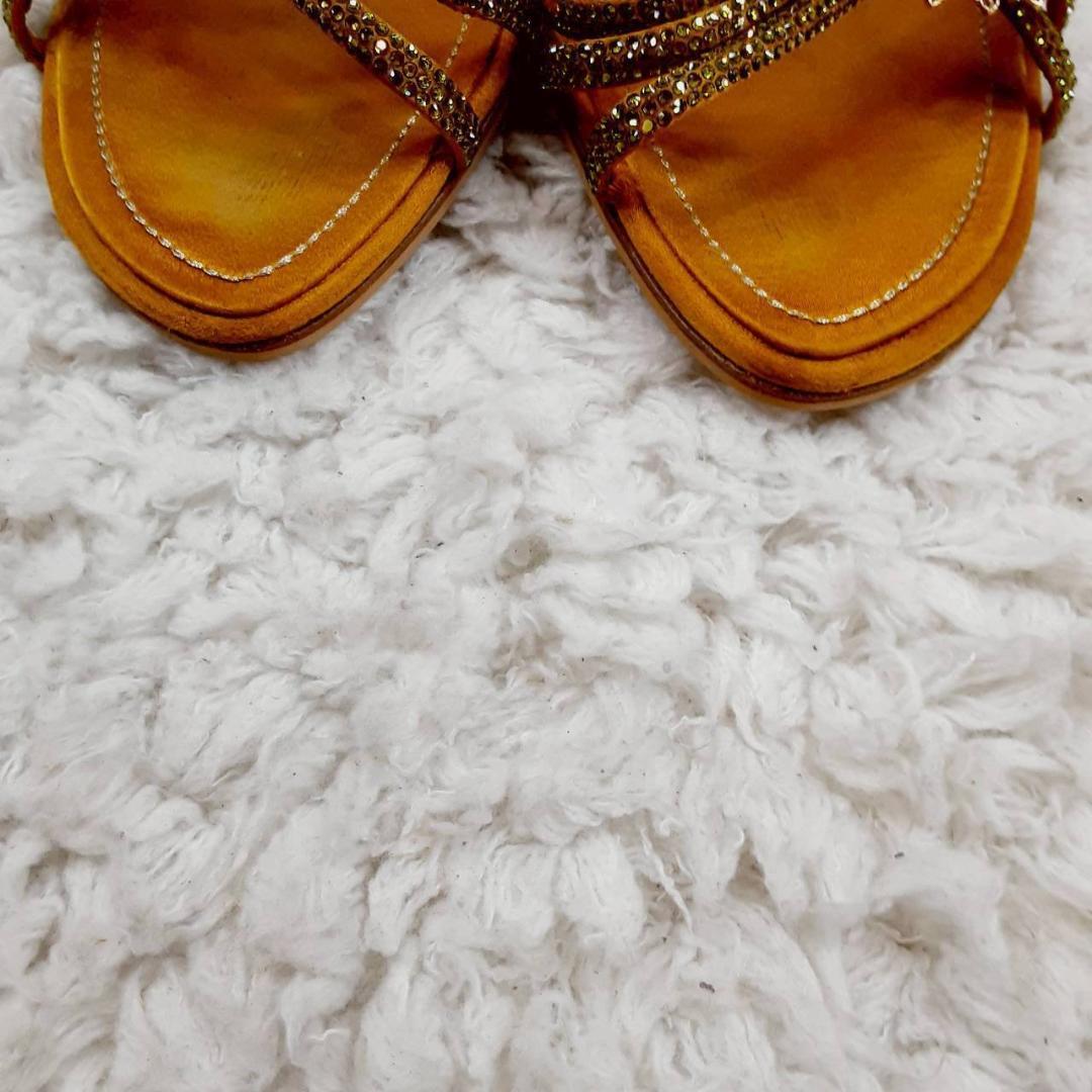 美品 23㎝◎レネカオヴィラ ハイヒールサンダル ゴールド イタリア製