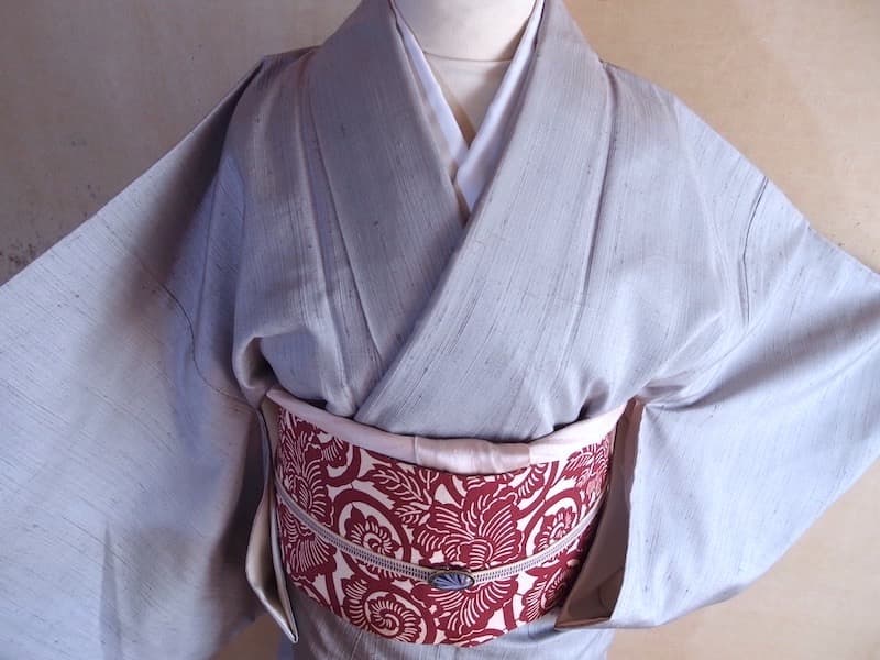 専用３点おまとめ　型染め紬九寸名古屋帯（牡丹唐草文） 正絹美品　他２点