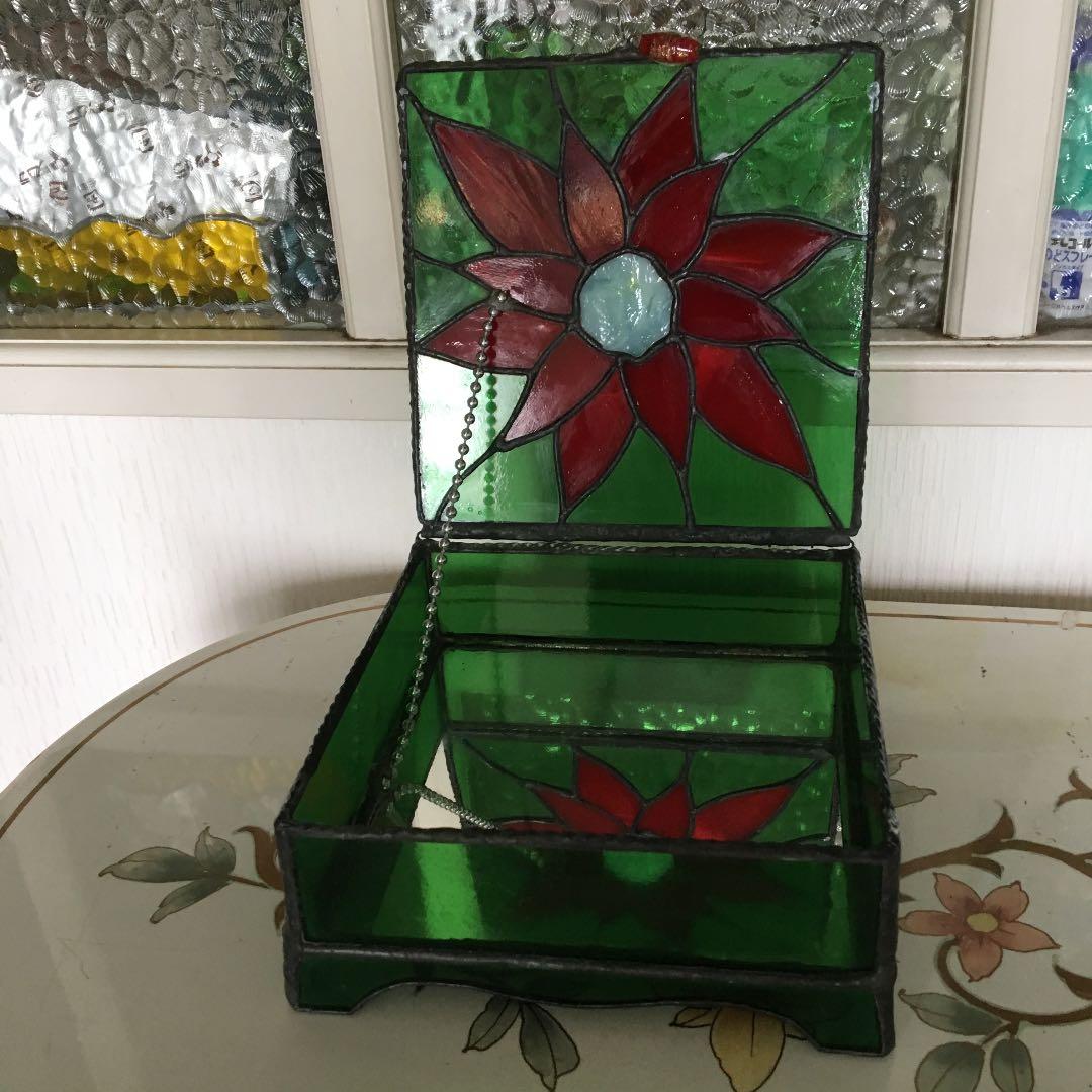 ステンドグラス底面ミラー花BOX