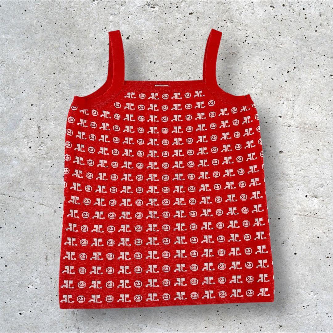 2【美品】クレージュ　総ロゴ　ニットキャミソール