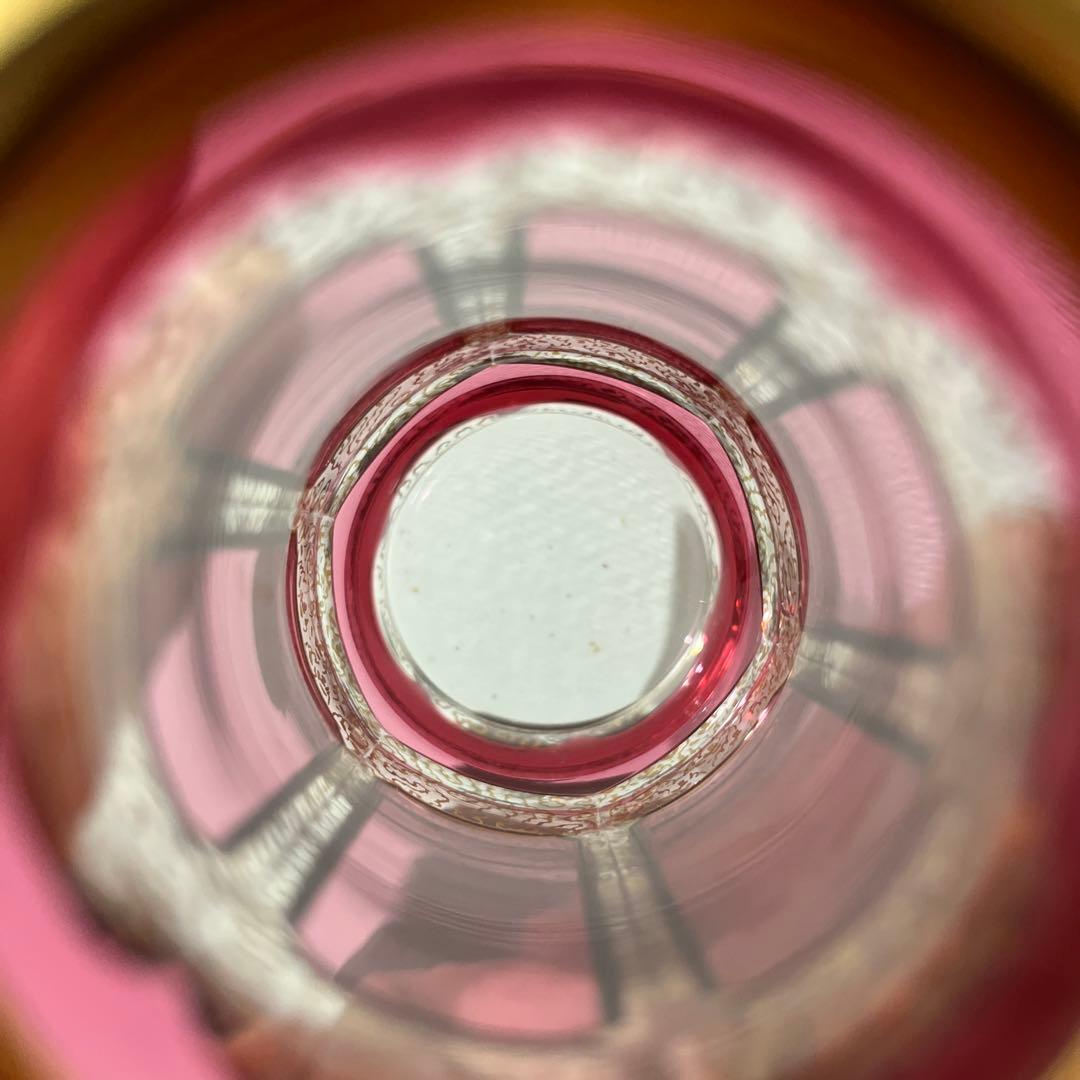 Bohemia ボヘミアガラス 金彩 レリーフ フラワーベース