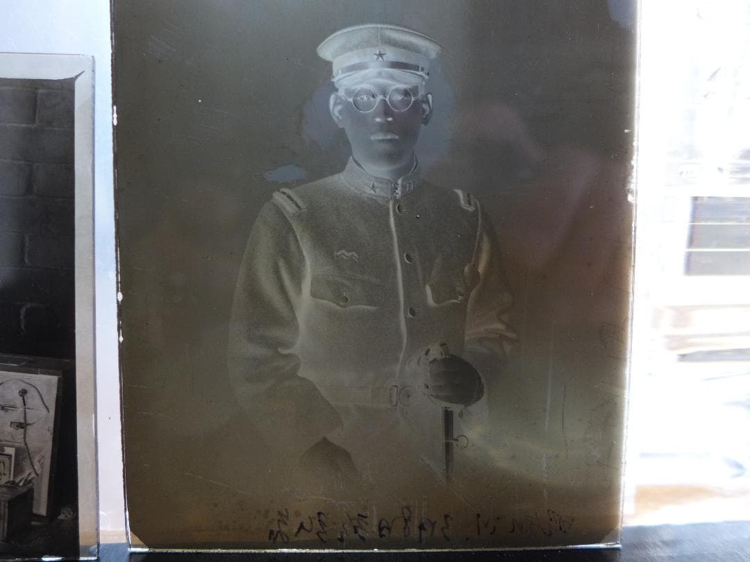 珍品　時代物　戦前　上海事変頃？陸軍　新野部隊通信隊員？　ガラス乾板3点　ネガ