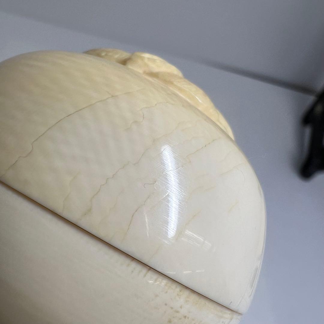 専用　極上　ウサギ　芯彫香合　h4.5cm 東K8-0119☆2F トトエサ