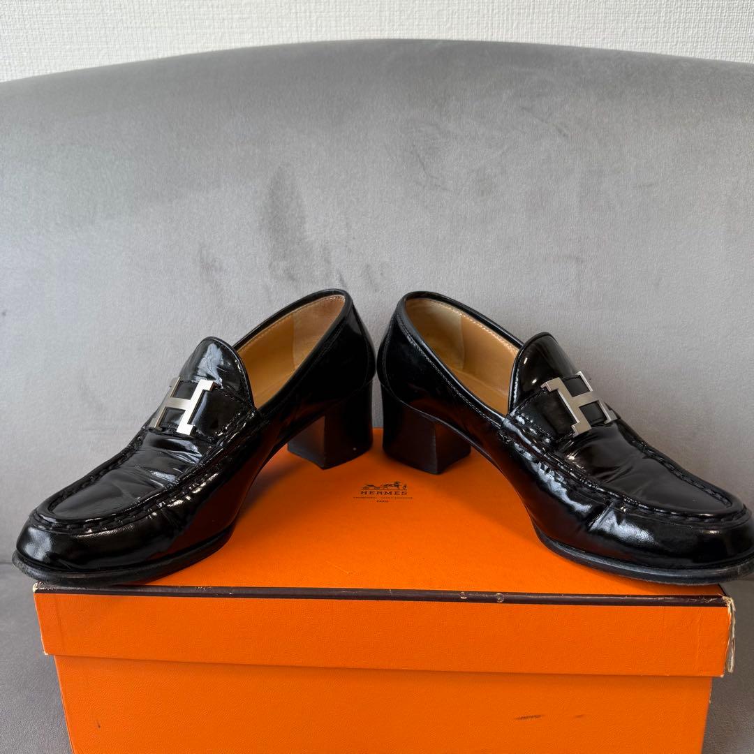 エルメス コンスタンス ローファー パンプス 22 Hロゴ ブラック