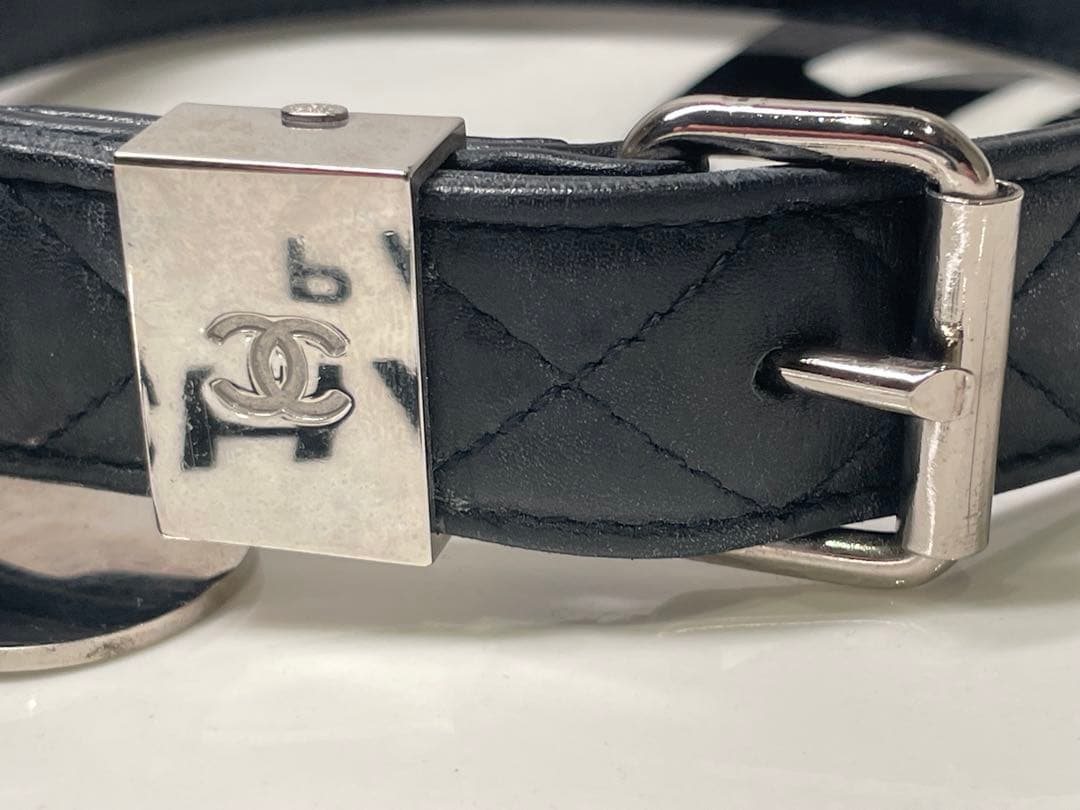 【美品】CHANEL シャネル ココマーク マトラッセ 小型犬 首輪 リード