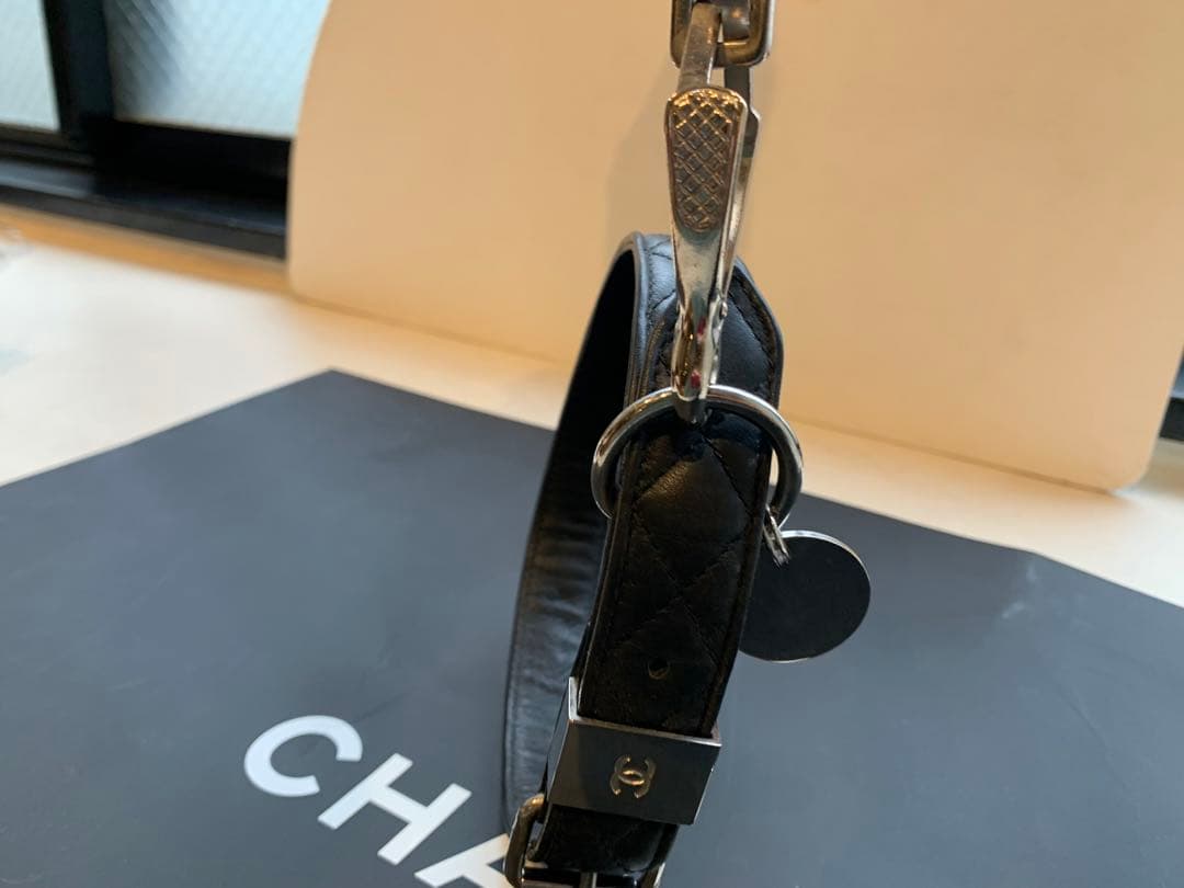 【美品】CHANEL シャネル ココマーク マトラッセ 小型犬 首輪 リード
