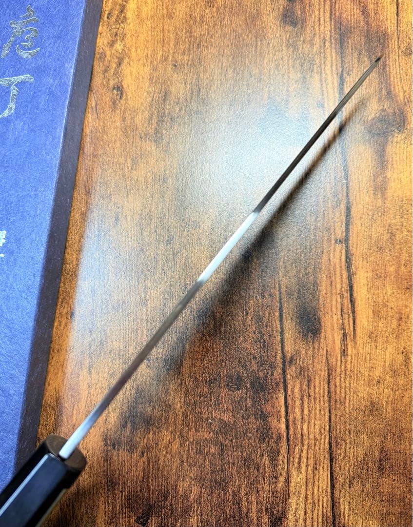 【堺打刃物】祥太郎作　和牛刀　本焼　白鋼　8寸　全鏡面　包丁　黒檀水牛八角柄