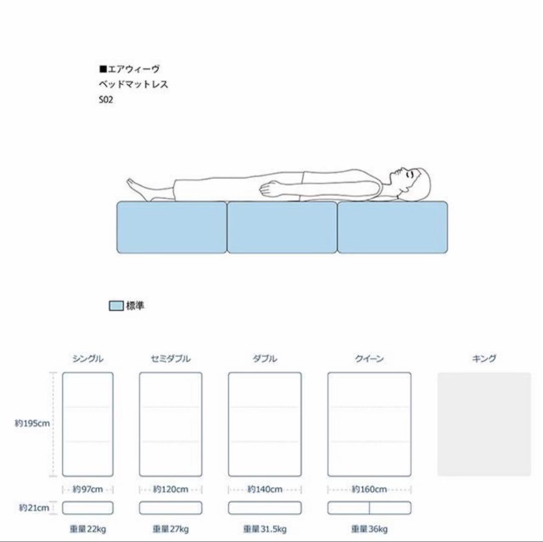 S02 ダブル エアウィーヴ ベッドマットレス 高反発 厚さ21cm