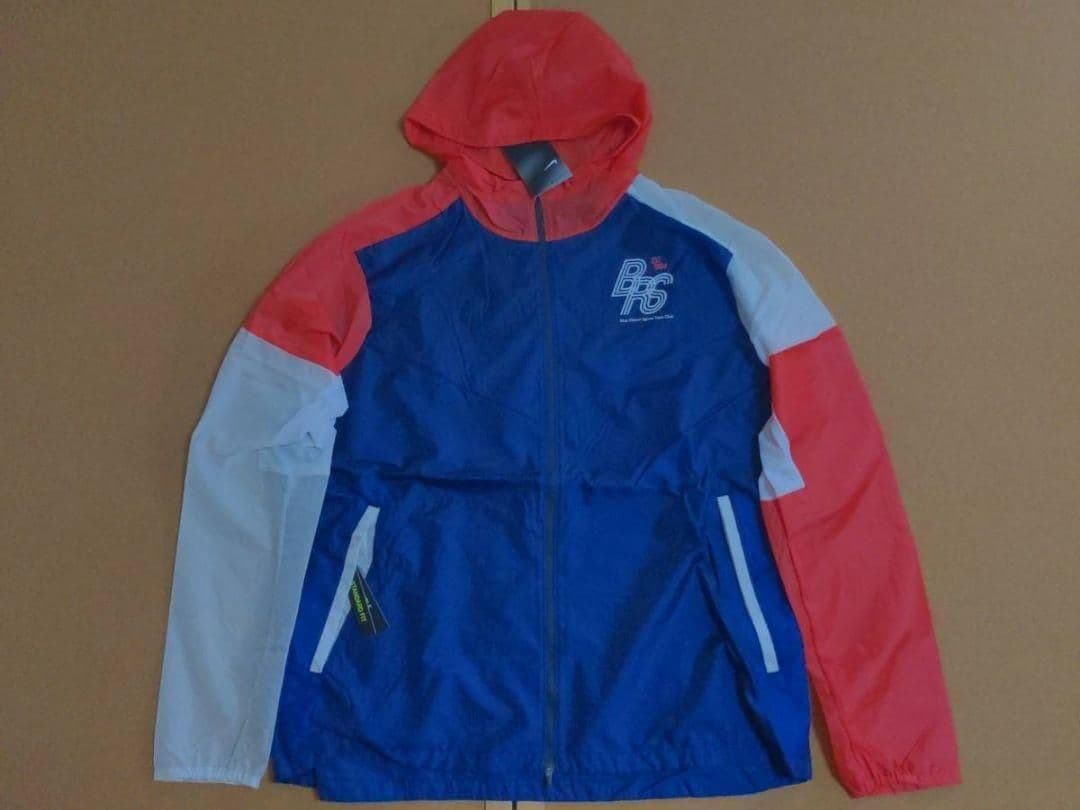 残少 L ナイキ BRS ランニング ジャケット　パーカー ブルーリボン 紺 赤