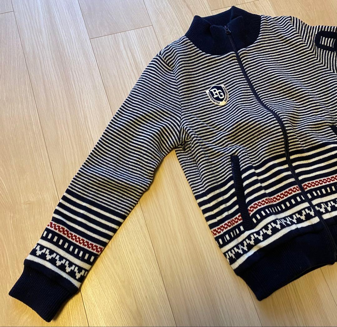 パーリーゲイツ　0サイズ PG ストライプ ジップアップセーター